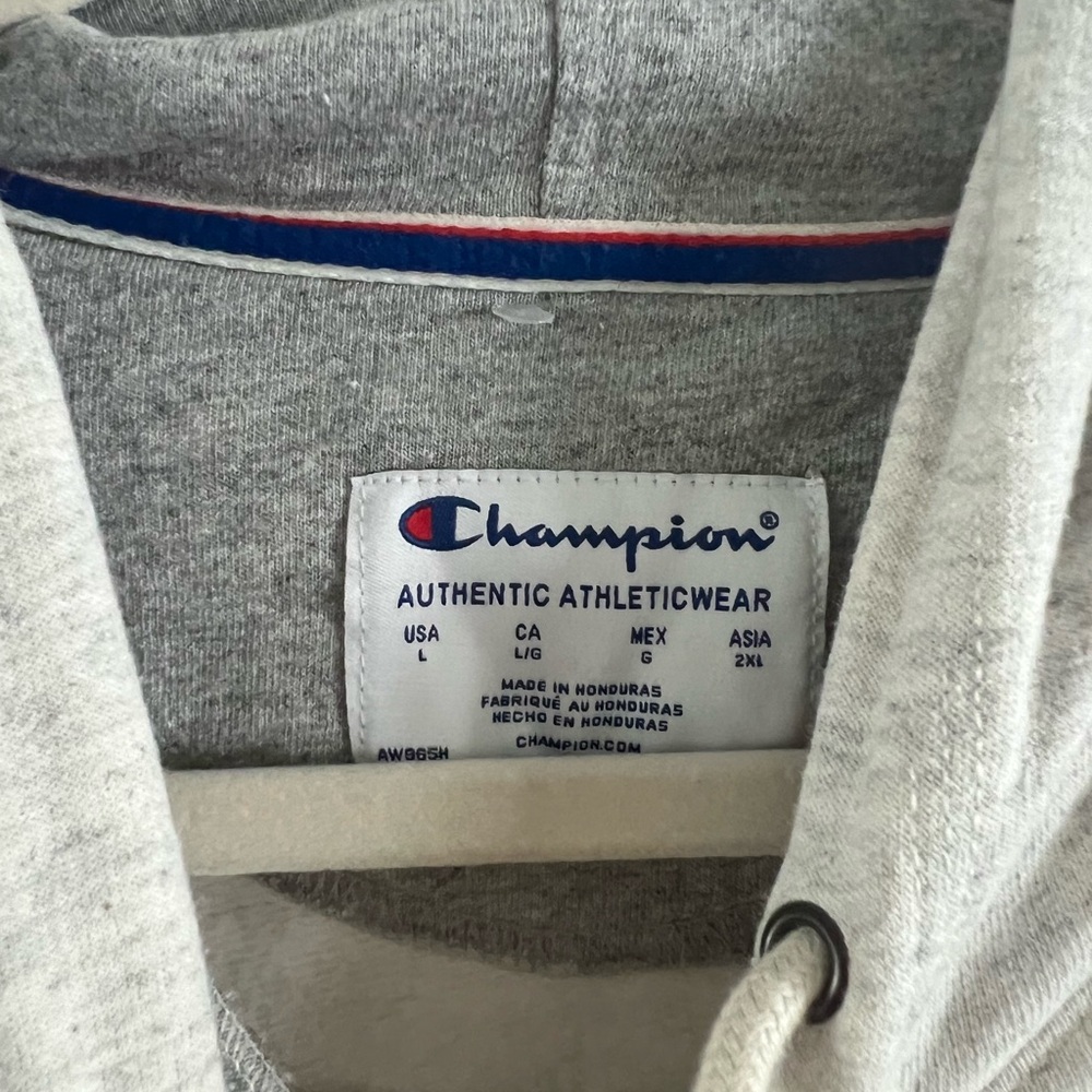CHAMPION hoodie - light Heather grey and camo lettering - Picture 4 of 5